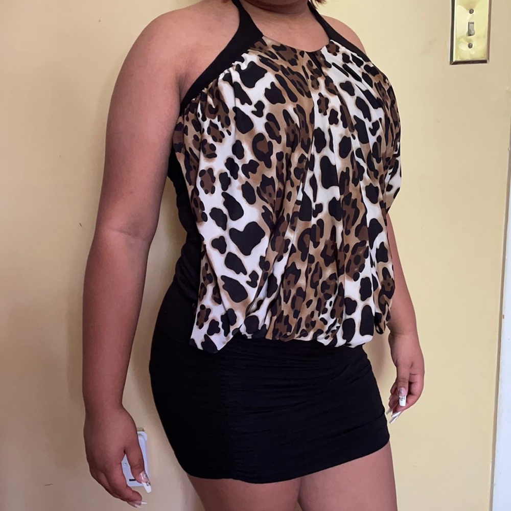 Black animal print dress